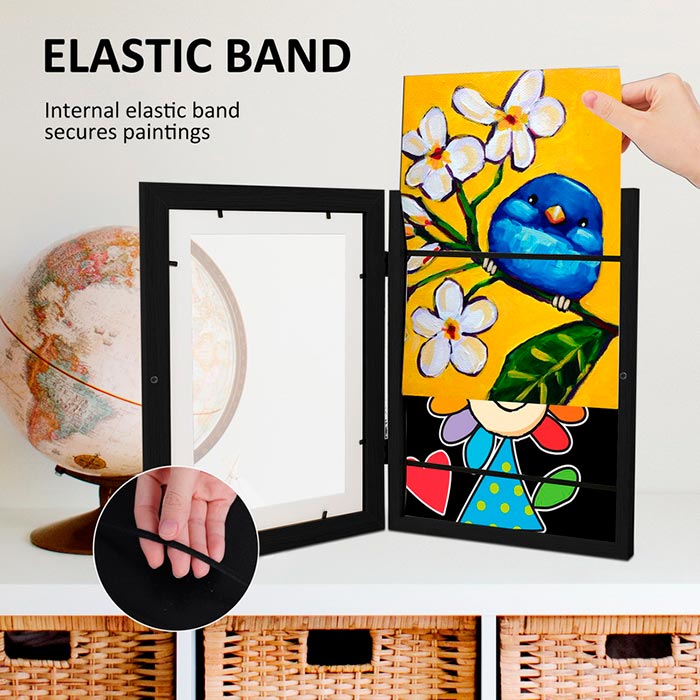 The wall frame is spacious enough to store your child's older items in, and put the newest one on the front!