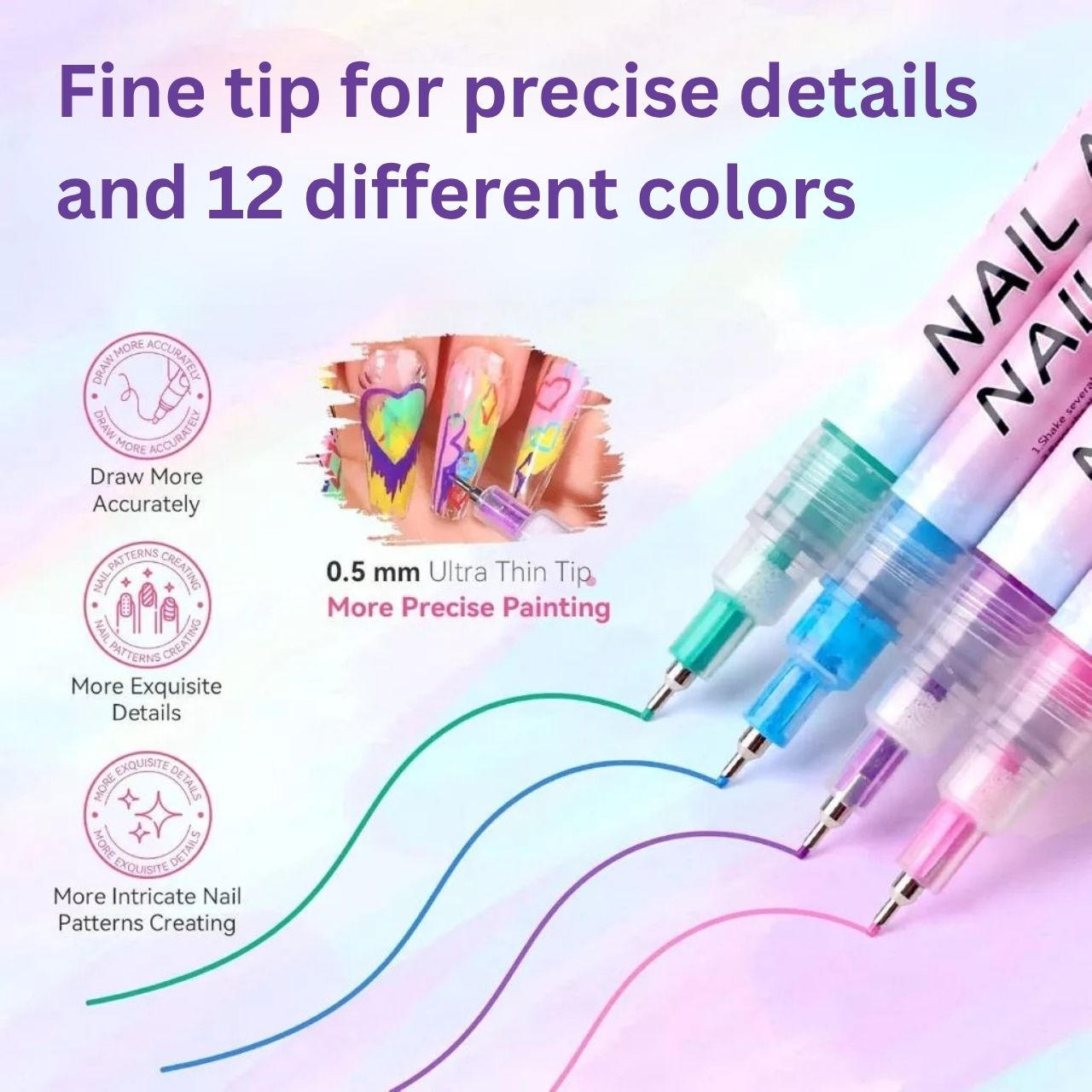 Set of coloured nail painting pens, ArtNails - Image 7