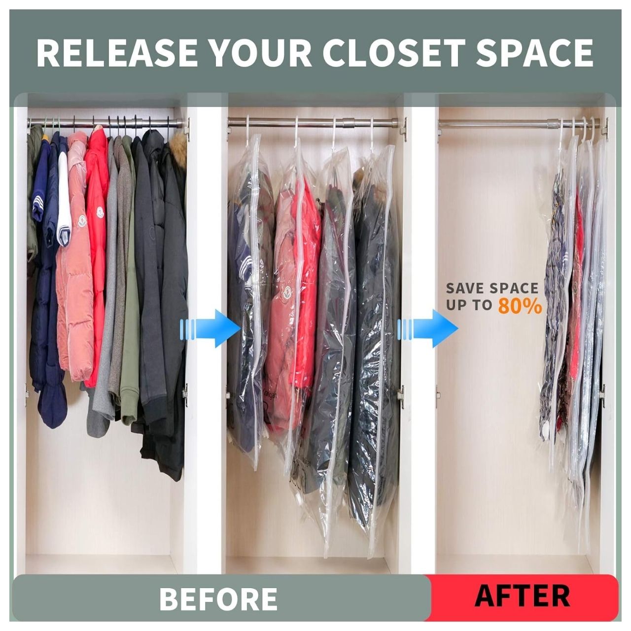 Bagsy, hanging vacuum bags for storing clothes (4 pcs.) - Image 4