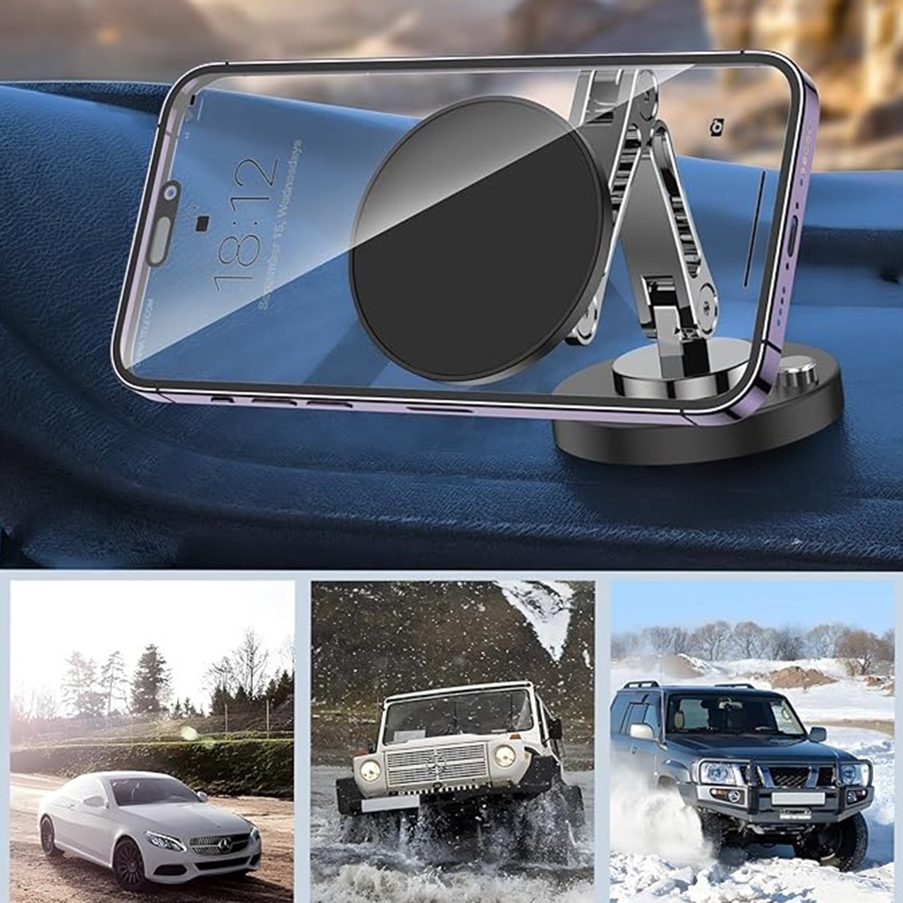 Use your phone safely while driving (navigation, listening to music, etc.)!