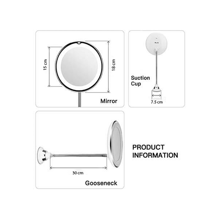 BeautyMirror, a mirror with magnification, powerful LED light and a bendable holder - Image 2
