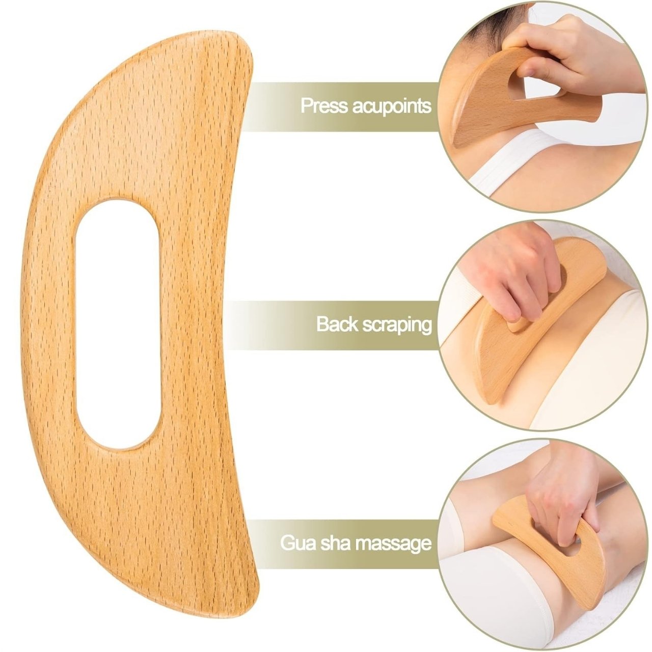 The specially shaped edges are designed to treat tendons, joints and acupressure points on both sides of the body, helping to promote regeneration and well-being.