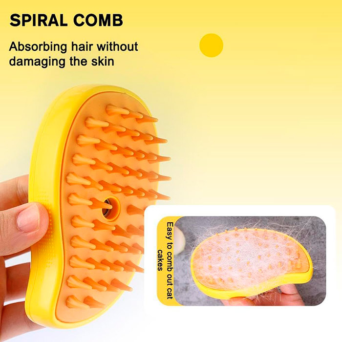 An innovative electric pet comb that combines massage, hair removal and water spray for maximum grooming!