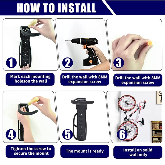 The bike holder has a hook that is covered in rubber, which prevents scratches on your bike!