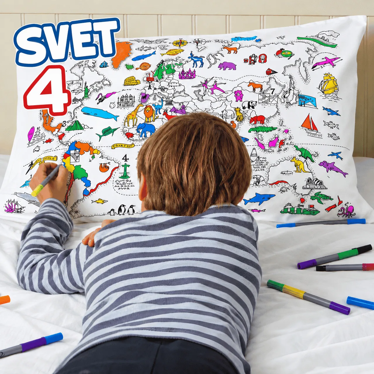Color Your Pillow – World Map, ColoringPillow - Image 5
