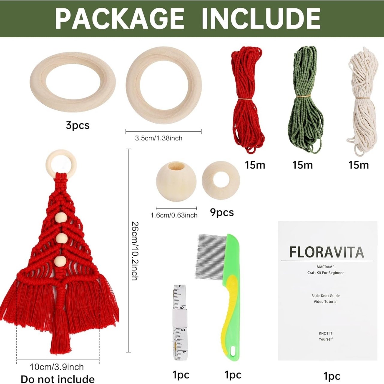 CraftKit, Christmas macrame ornament kit - Image 4