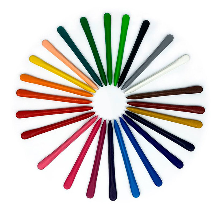 24 wax crayons in rich and vibrant colours!