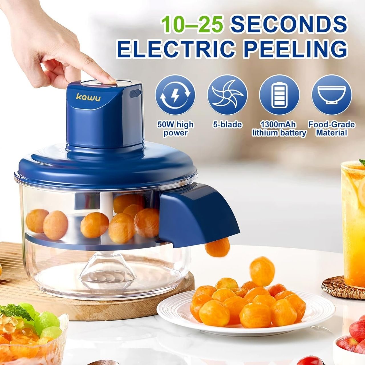 PeelStar, the cordless peeler for smaller fruit and vegetables