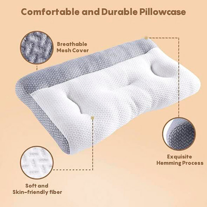 The pillow is designed to help reduce back, neck and shoulder discomfort!