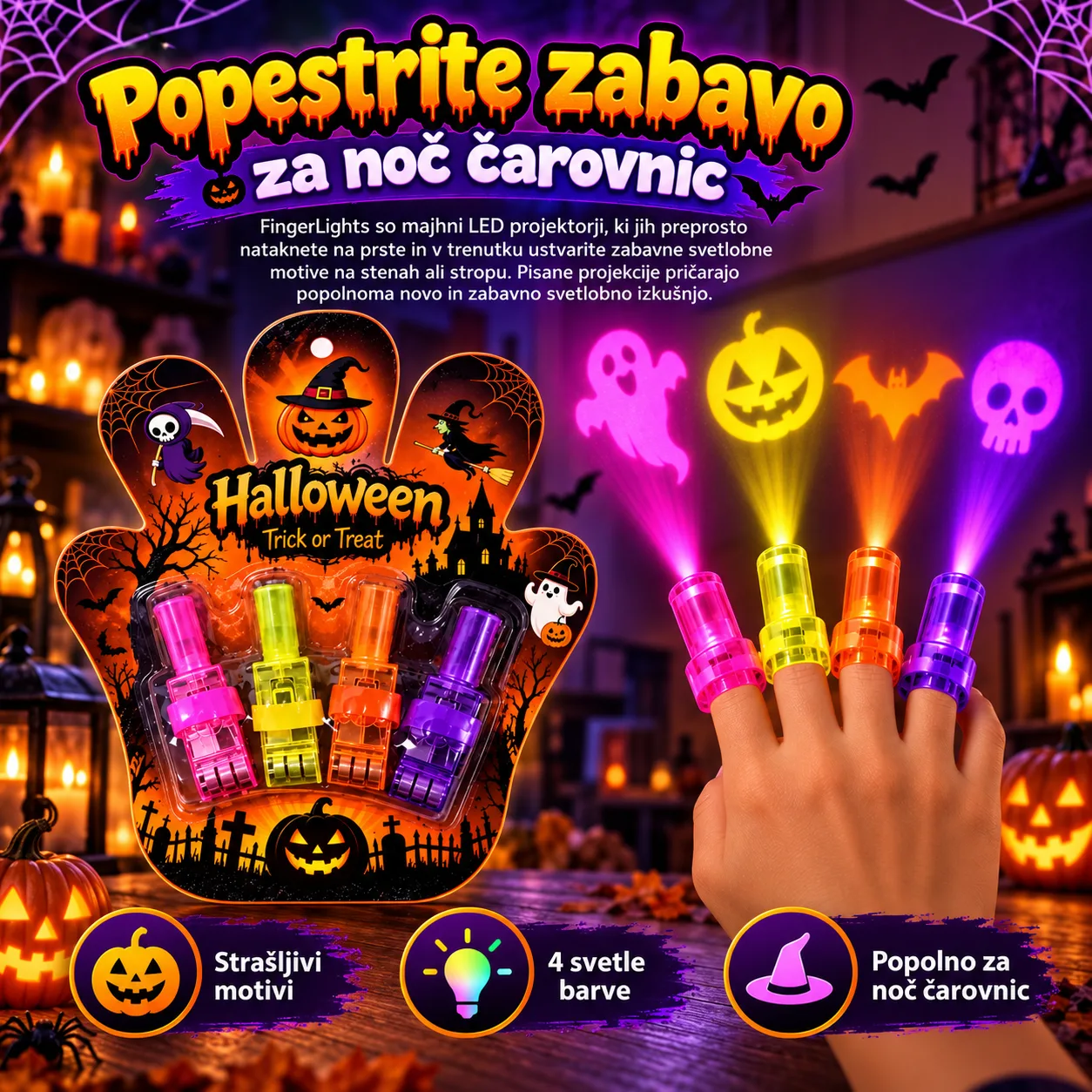LED Finger Projectors – Halloween, FingerLights - Image 2