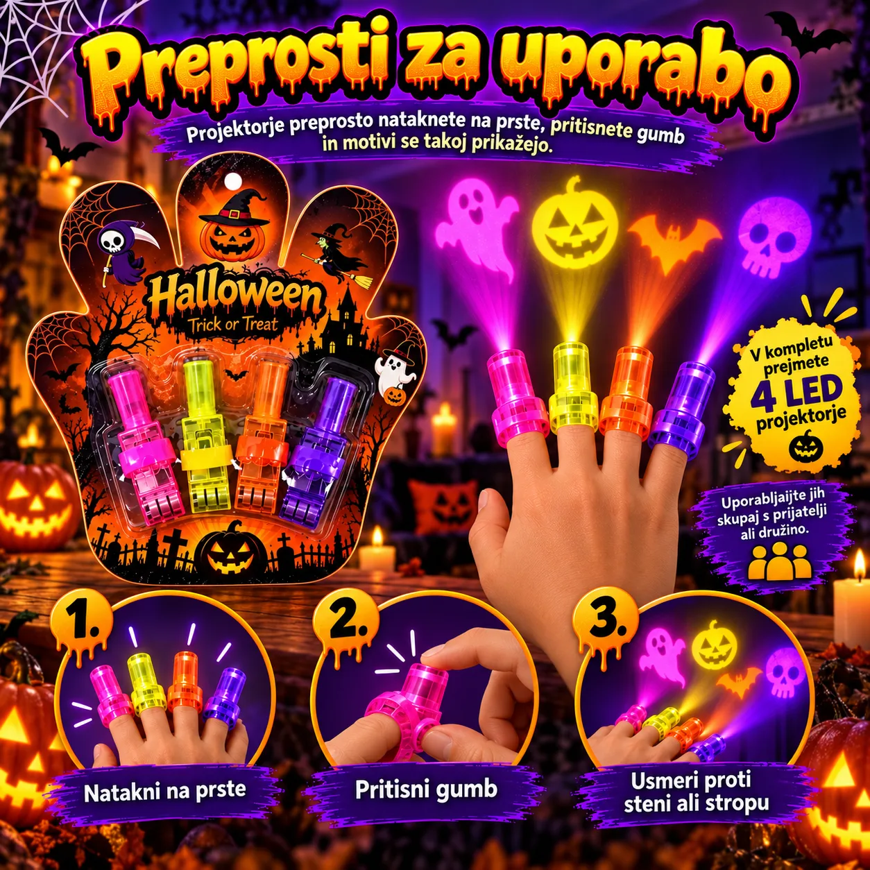 LED Finger Projectors – Halloween, FingerLights - Image 4