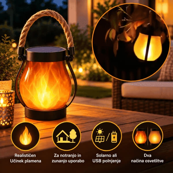 Solar flame-effect lantern, Flamy - video