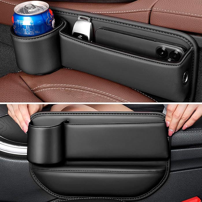 Practical to fit between the car seat and the centre section of the dashboard.
