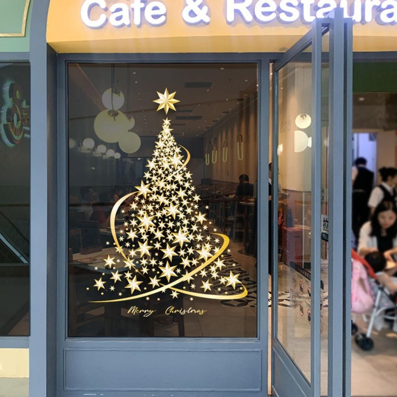 GoldenTree, Christmas window stickers in gold (2 pcs) - Image 1