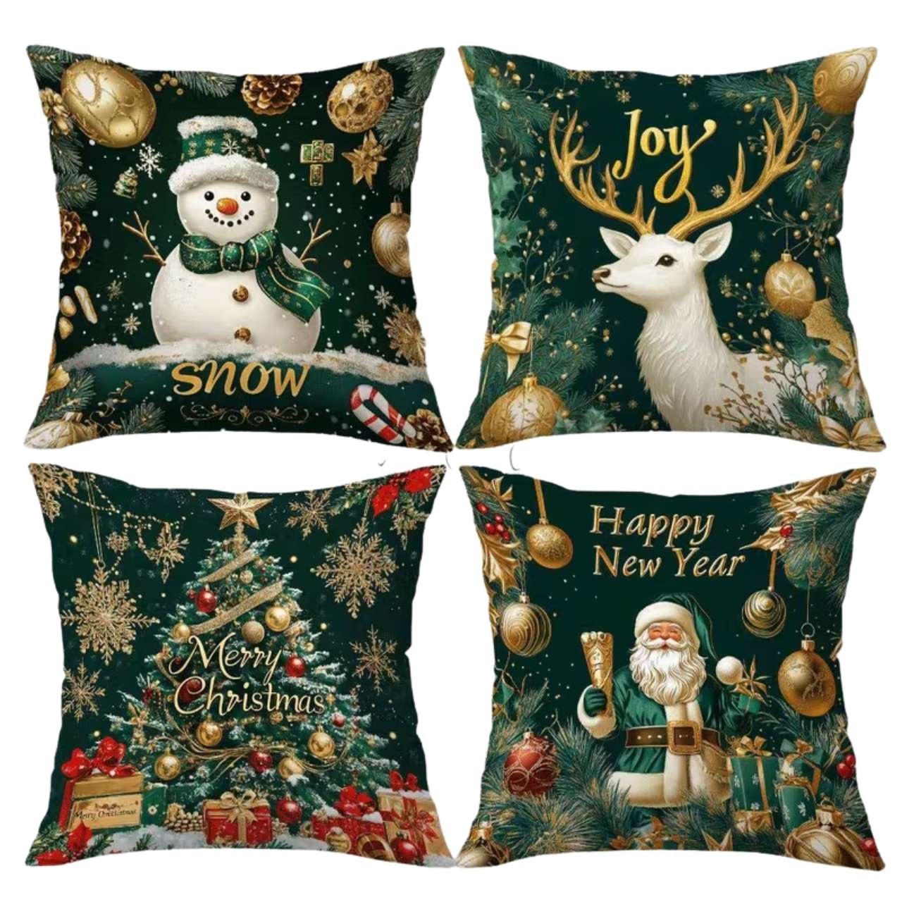 Christmas Cushion Covers (4 Pieces), GreenXmass - Image 3