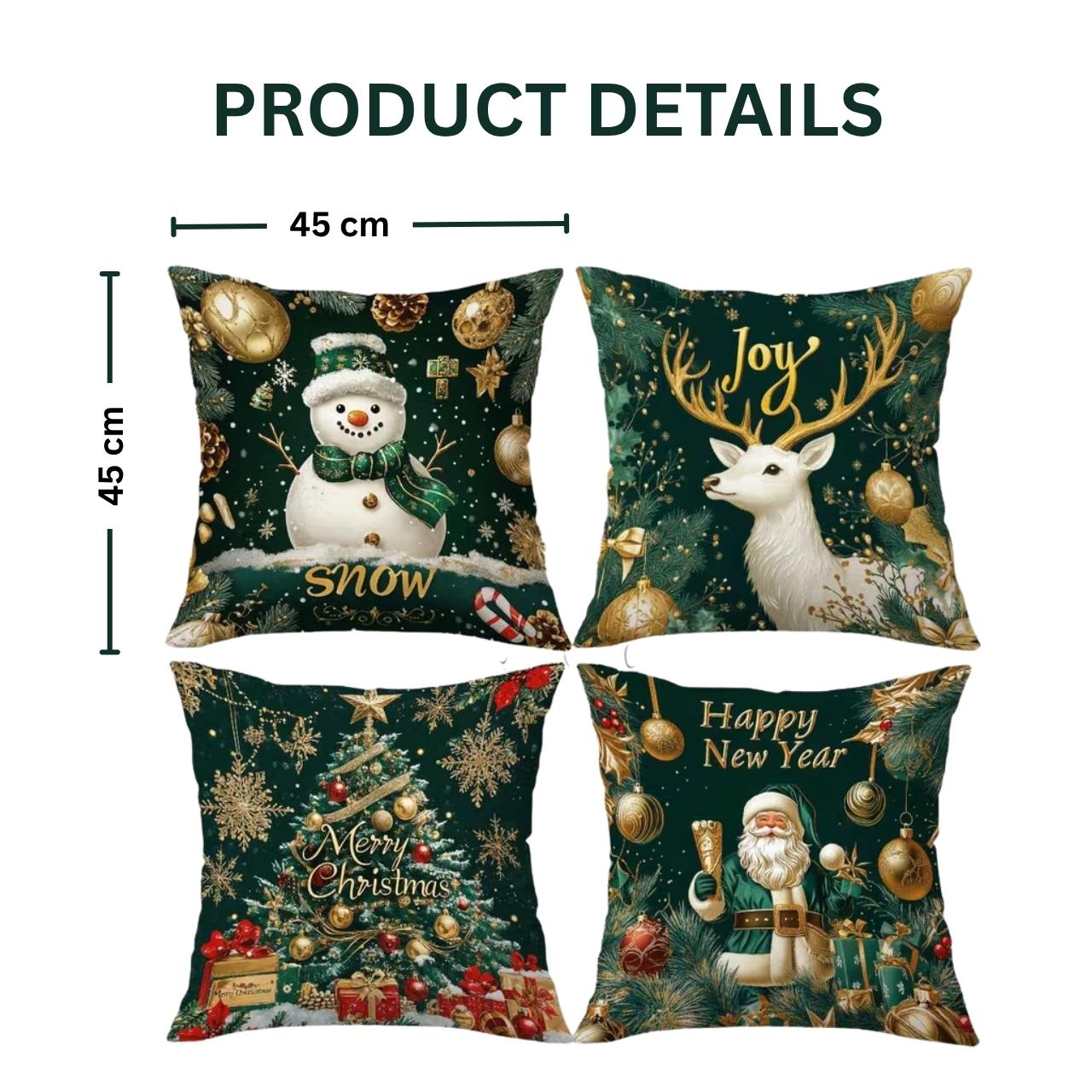 Christmas Cushion Covers (4 Pieces), GreenXmass - Image 5