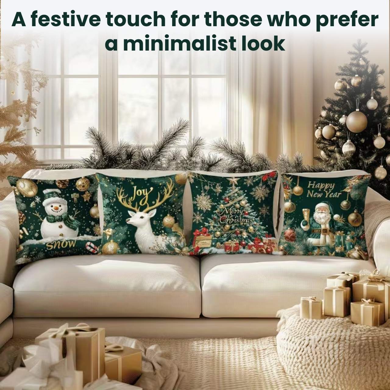 Christmas Cushion Covers (4 Pieces), GreenXmass - Image 7