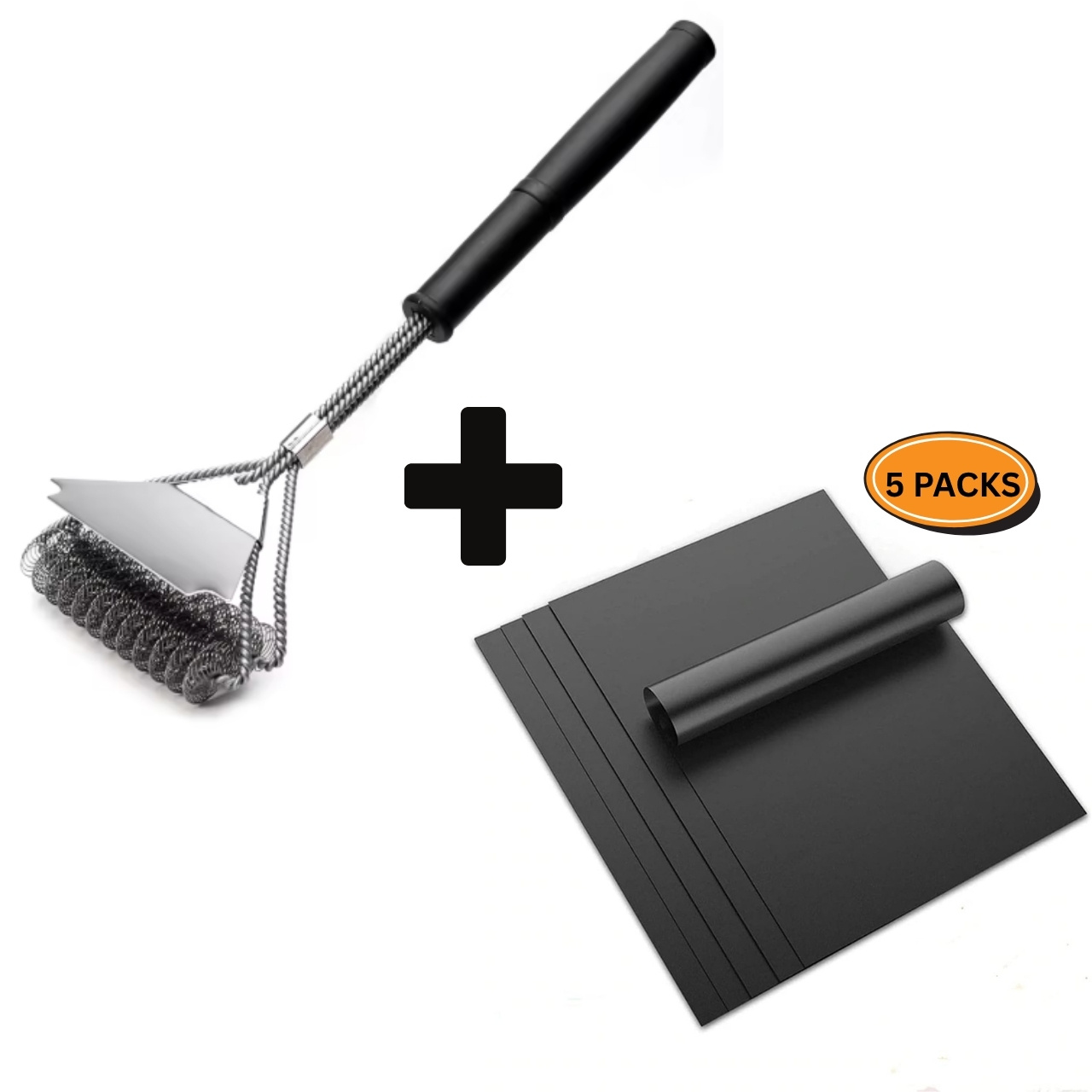 GrillBundle, grill mat set (5 pieces) and grill cleaning brush - Image 4