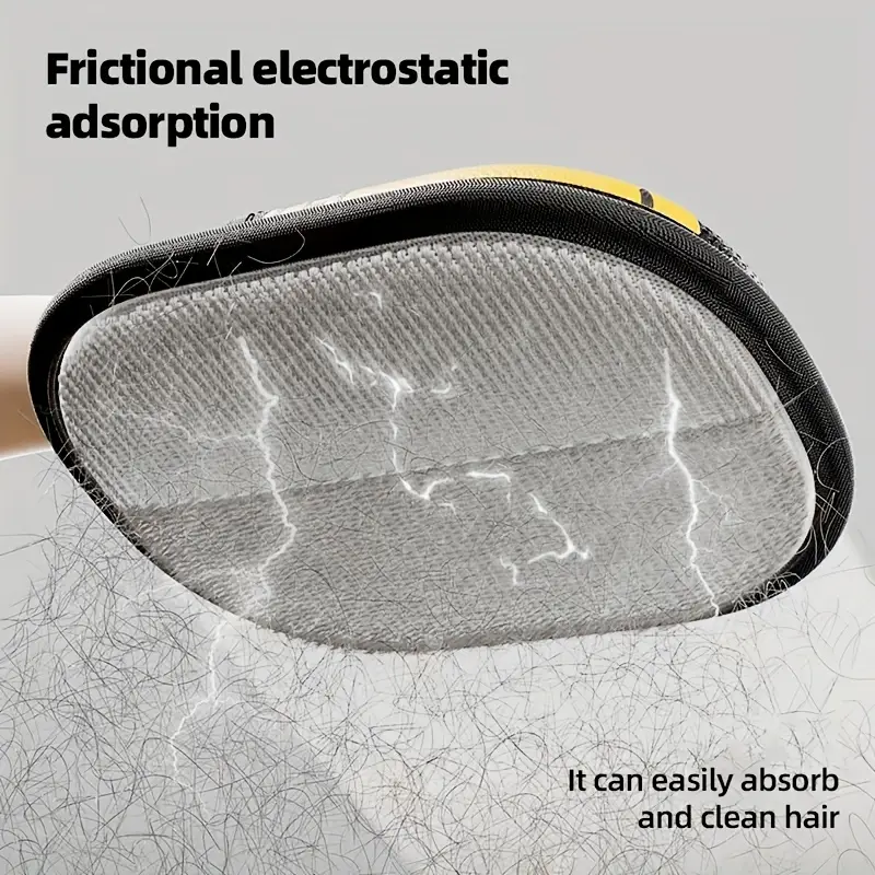 The glove prevents static electricity build-up, and the hairs are quickly gripped and not scattered around the room.