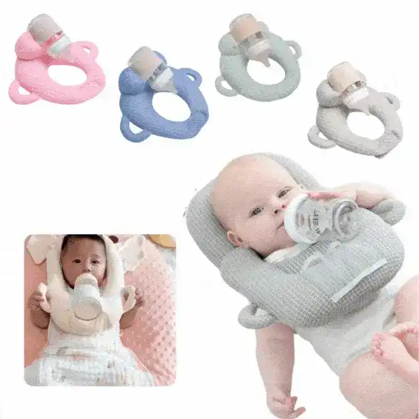 Feeding cushion with bottle holder