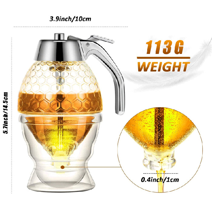 The honey and other liquids dispenser has a lever to dispense as much liquid as you want!