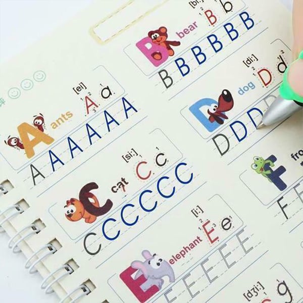 KidBook, 4-part set of writing and drawing workbooks with magic erase pen - Image 2