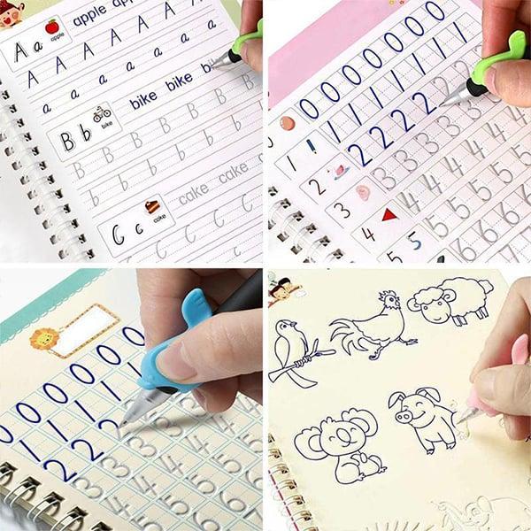 KidBook, 4-part set of writing and drawing workbooks with magic erase pen - Image 3