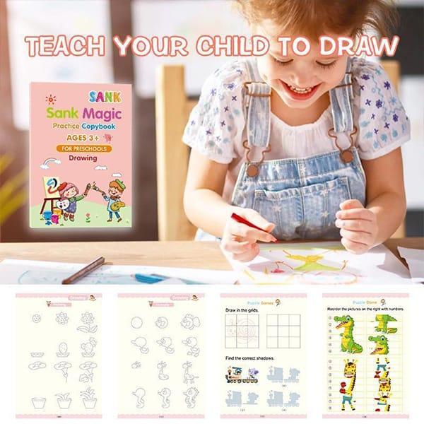 KidBook, 4-part set of writing and drawing workbooks with magic erase pen - Image 9