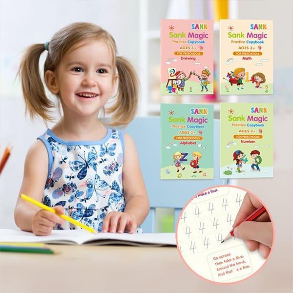 KidBook, 4-part set of writing and drawing workbooks with magic erase pen - Image 10