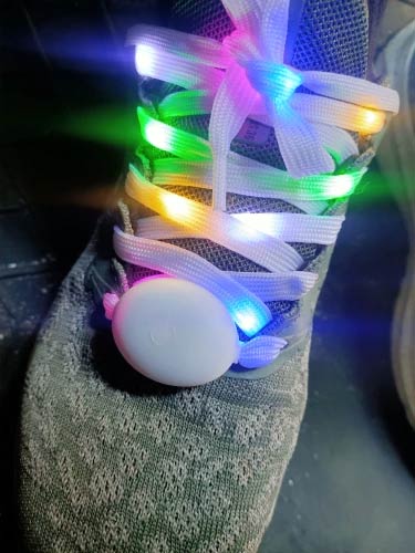 LedLaces, glittering shoelaces - white with colourful led lights - Image 2