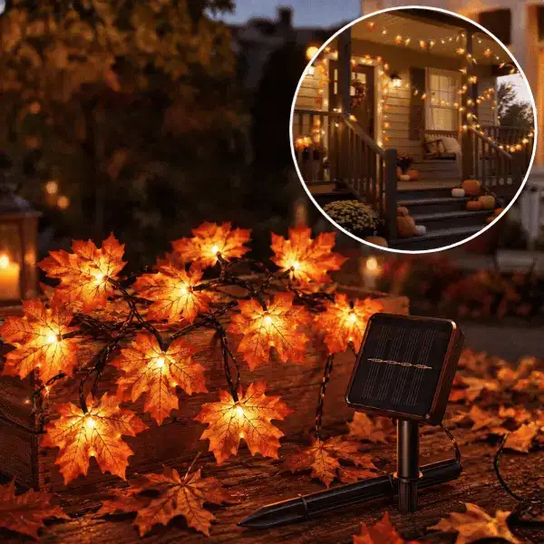 Solar LED string light with autumn leaves, MapleLeaf - Image 1