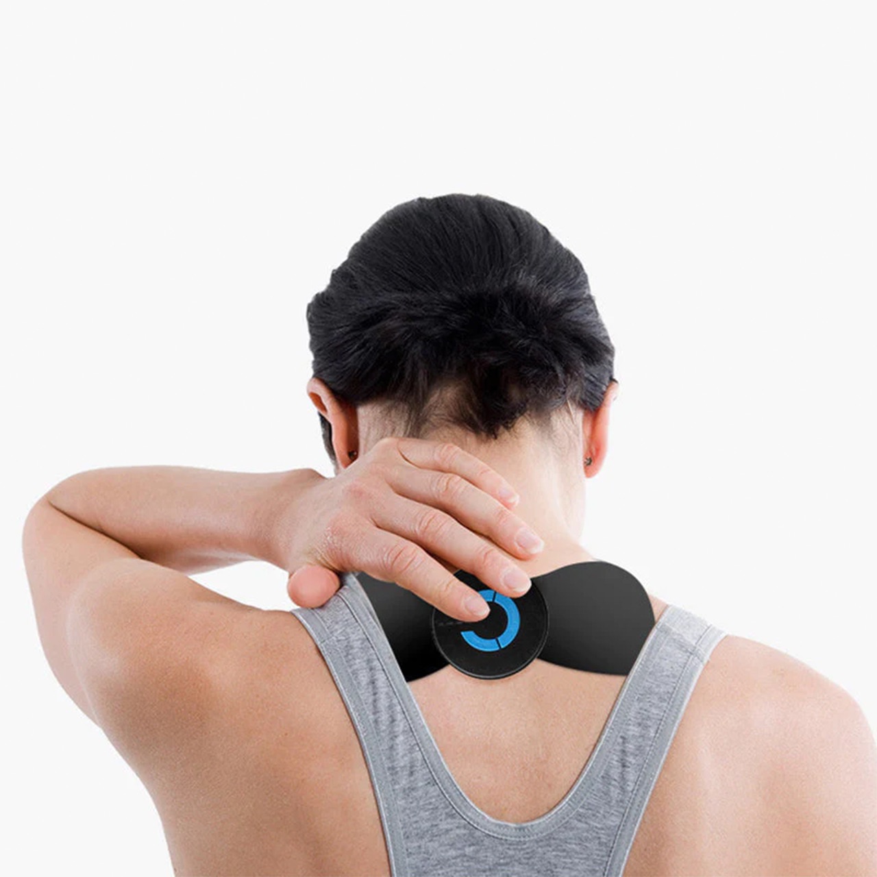 It stimulates muscle activity and tone with low-frequency pulse technology.