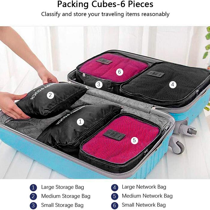 Travel organising bags (6 pieces) - Image 3