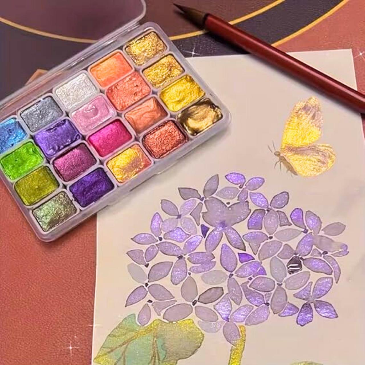 The metallic sheen of these colours makes them perfect for accents, illustrations, decorations and creating effects.