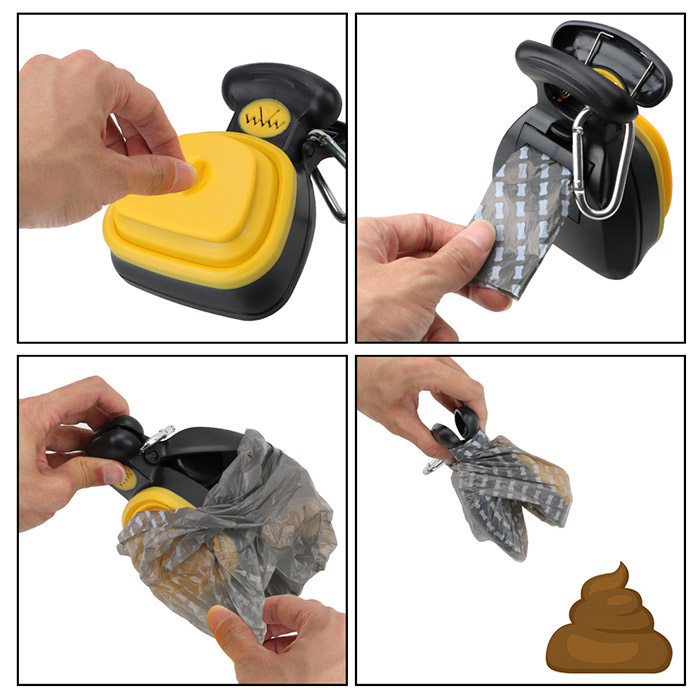 Extremely easy to use - just place the poop bag on the gadget, unzip it and pick it up!