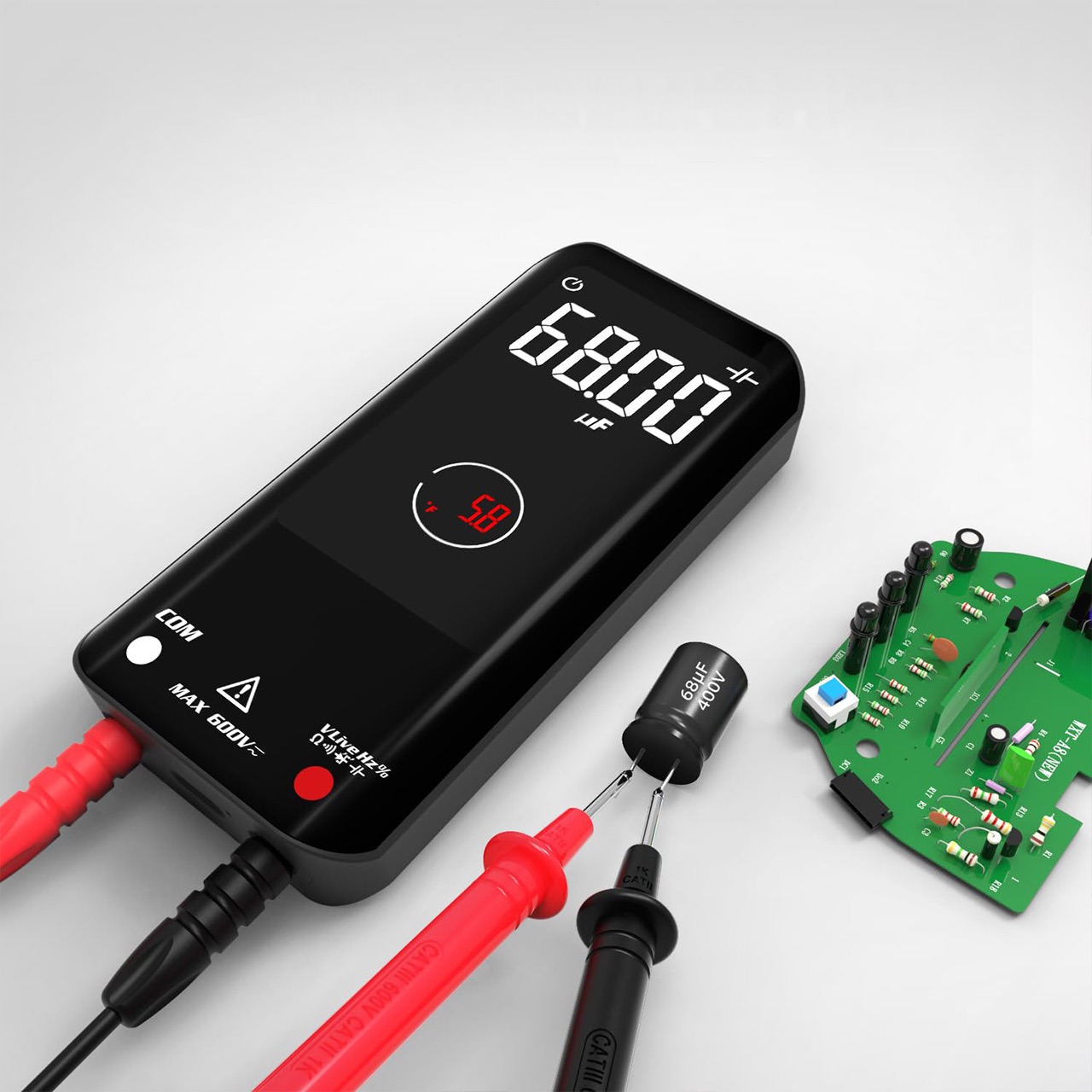The colour digital display gives a clear reading.