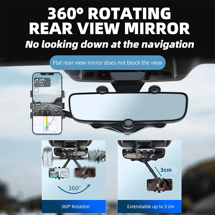 You can rotate the car phone holder 360 degrees