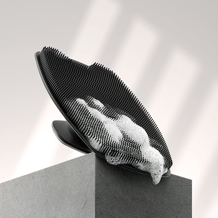 The brush is made of safe and soft silicone.