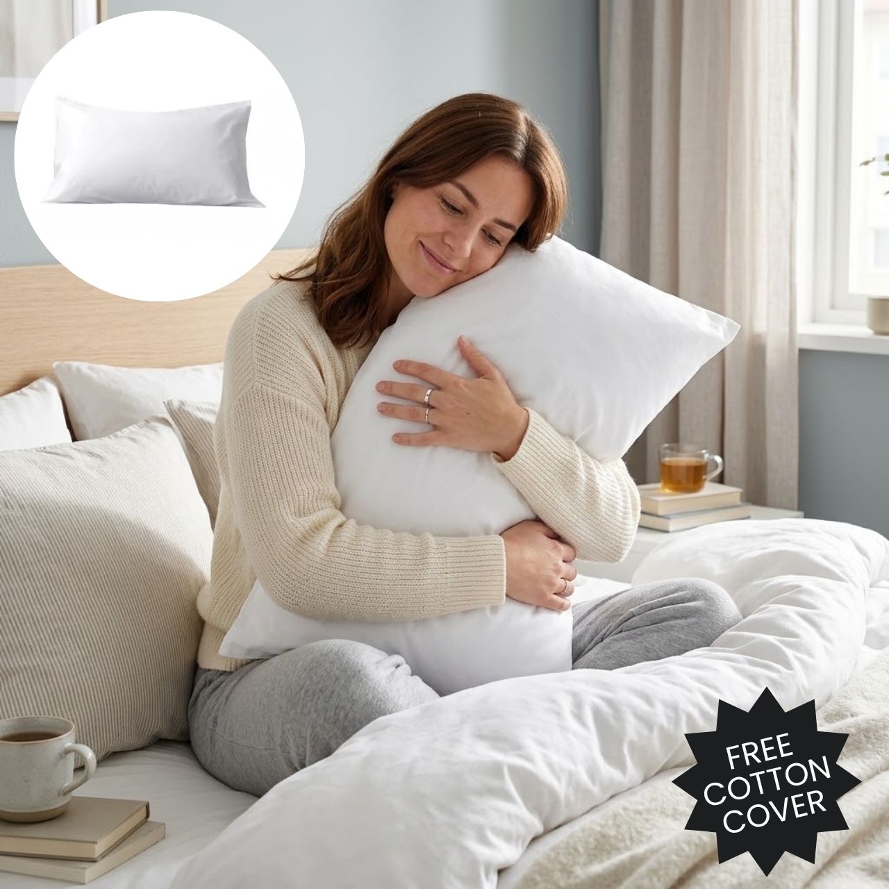 Ergonomic Pillow + Free Cotton Cover, SetComfy - Image 3