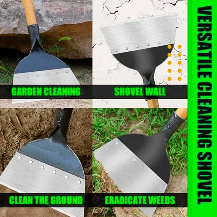 The multi-purpose shovel is suitable for gardening tasks and also for cleaning!