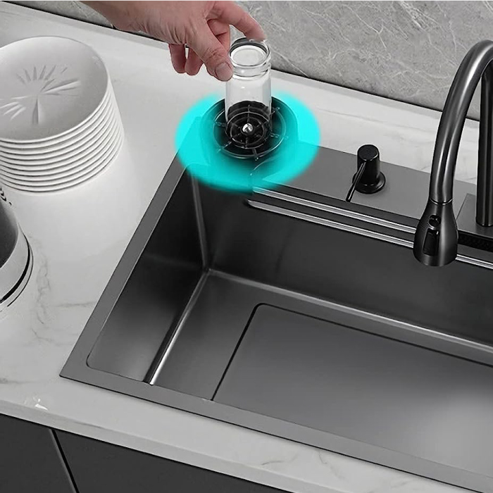 The sink has many built-in features!