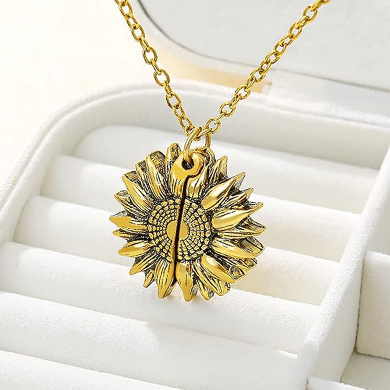 SunNecklace, necklace with sunflower motif and cute inscription - Image 7