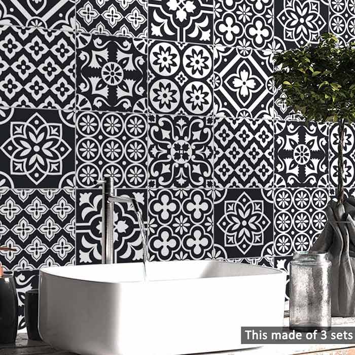 Black and white imitation tile wall stickers will brighten up your home and bring freshness and elegance!