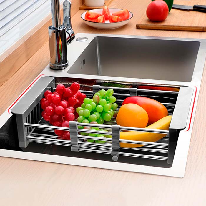 The stand is flexible, so it fits different types of kitchen sinks.