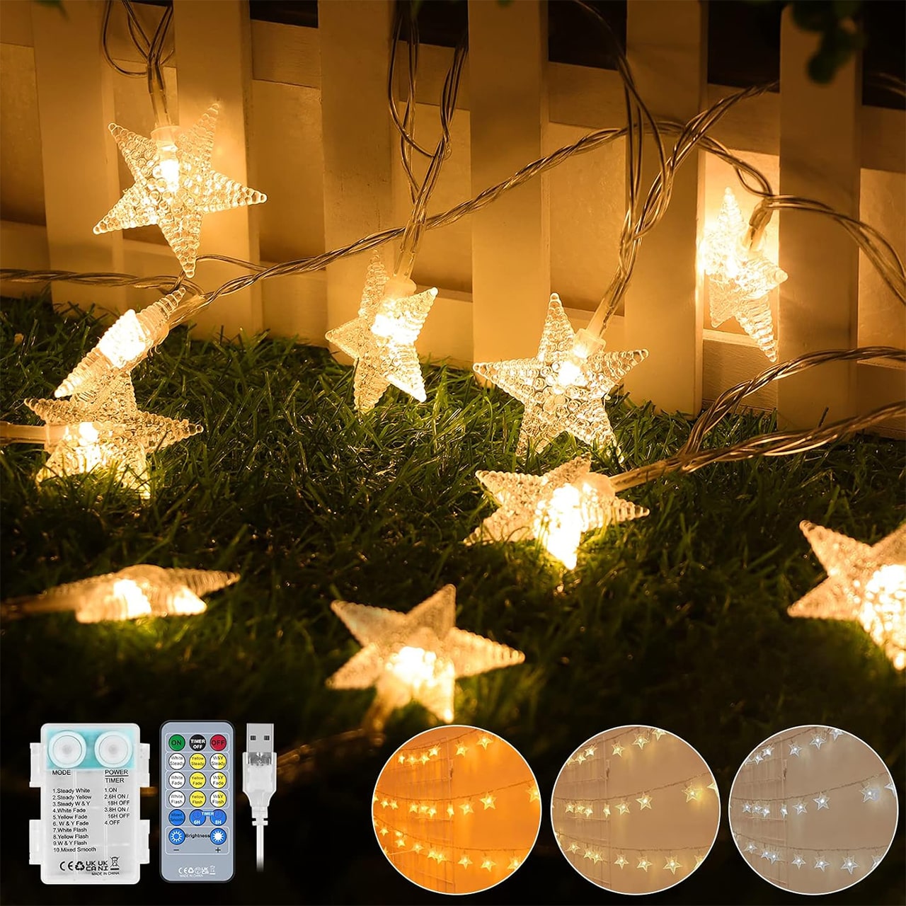 Twinkles, light chain with star-shaped lights (6 m) - Image 2