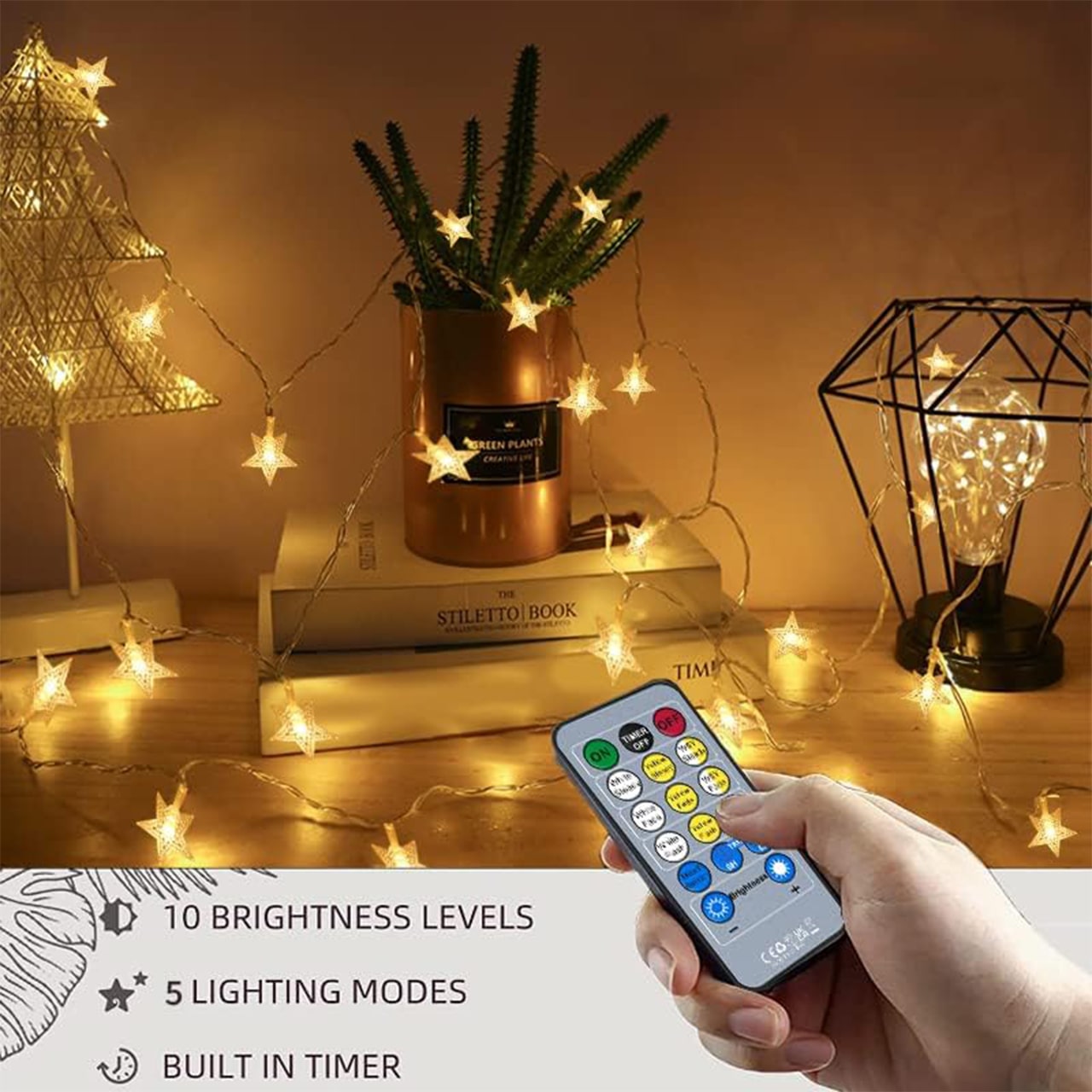 Twinkles, light chain with star-shaped lights (6 m) - Image 3