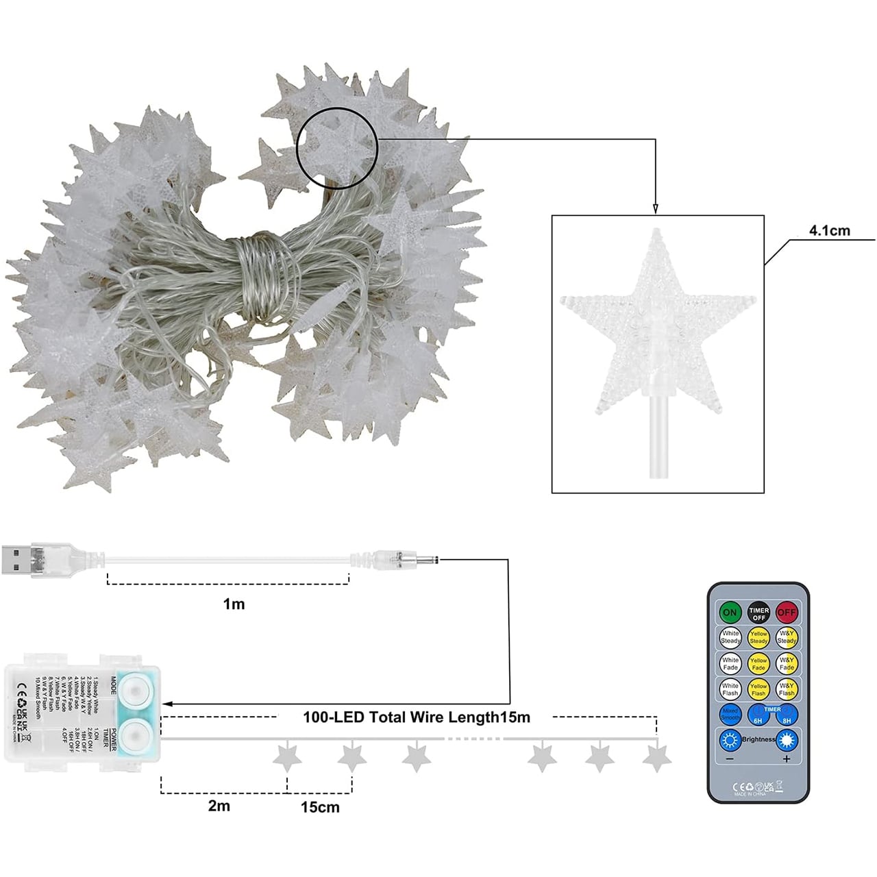 Twinkles, light chain with star-shaped lights (6 m) - Image 9